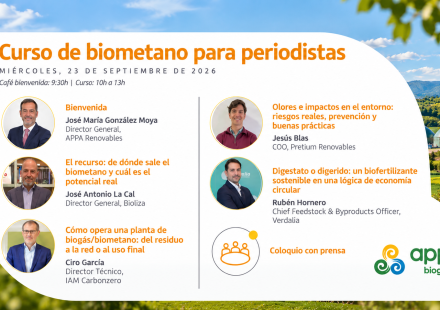cartel con imágenes e información de los participantes de un curso para periodistas sobre biometano